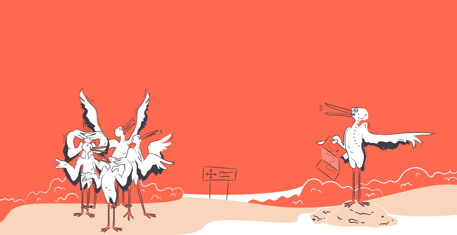 A group of concerned storks