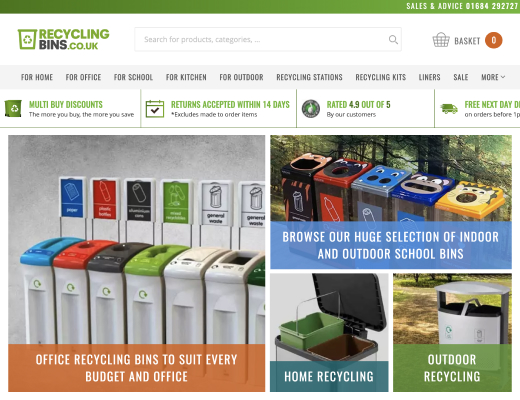 Recyclingbins.so.uk website desktop screenshot