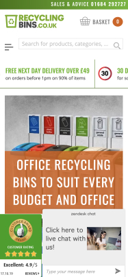 Recyclingbins.so.uk website mobile screenshot