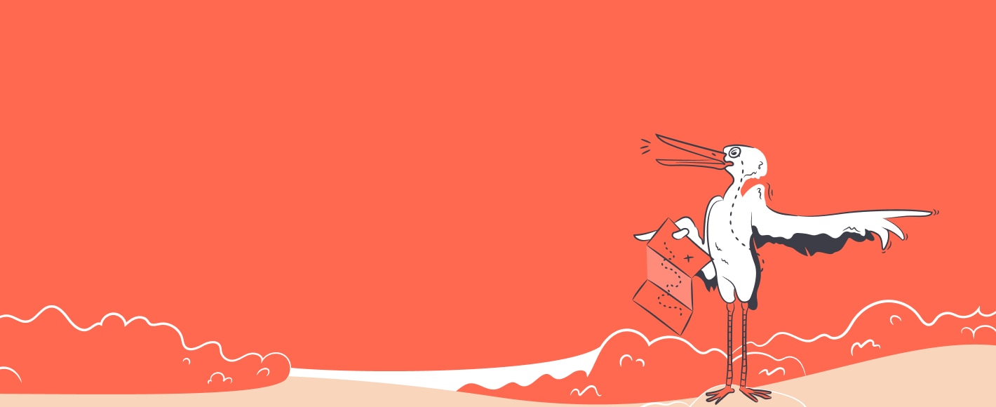 A stork with a map showing the way