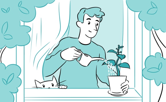 Man watering a plant