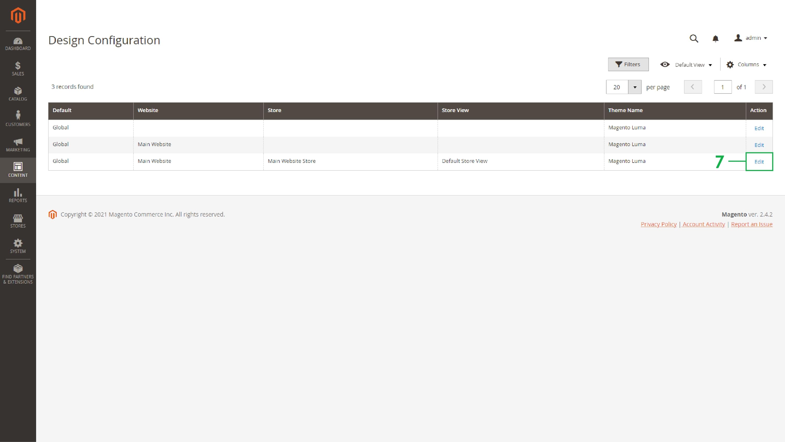 Magento admin panel