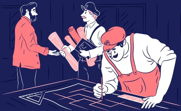 Plumber transferring documentation to a client