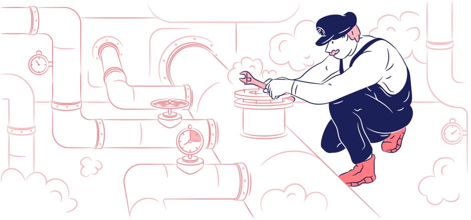 A plumber fixing pipes