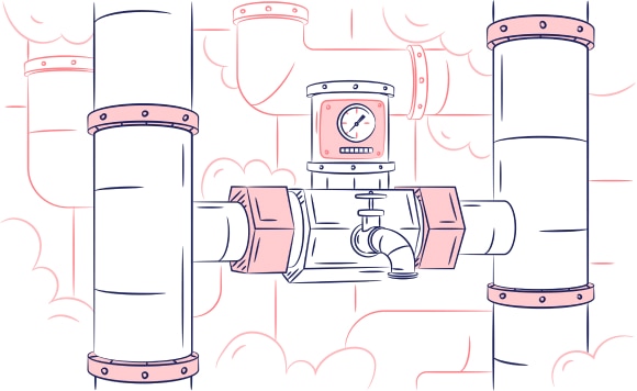 Two pipes with a meter inbetween them