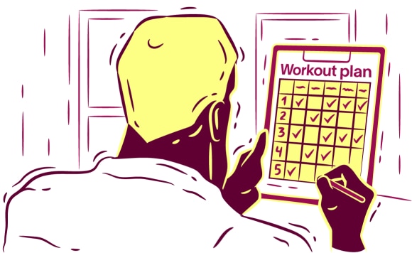 Man celebrates the day in his workout plan