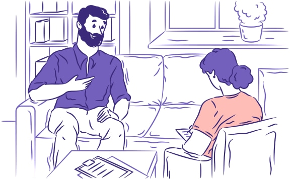 A man talking to a consultant