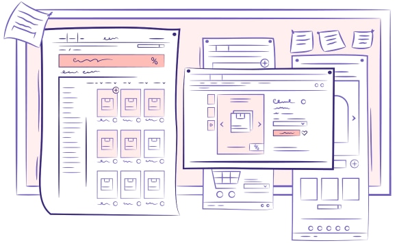 A board with pinned wireframes