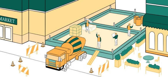Cement truck ready to pour concrete