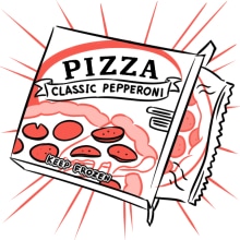 A box of frozen pepperoni pizza