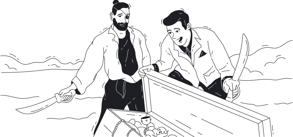 Pirate shows his treasure