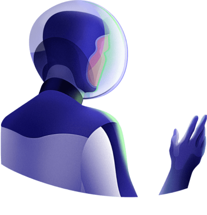 Astronaut with a raised hand