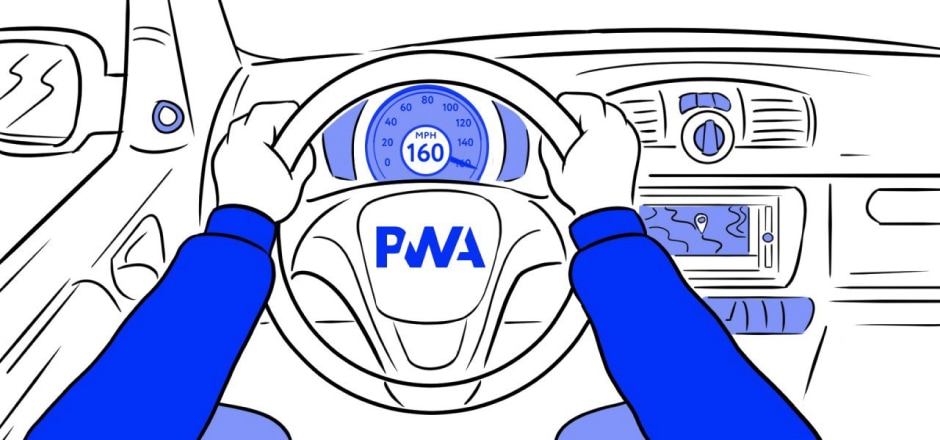 Hand holding a steering wheel