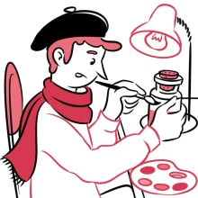 A painter painting a jar of spices