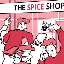 People rushing to a spice store