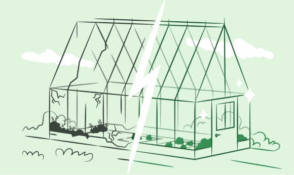 A half-new half-old greenhouse