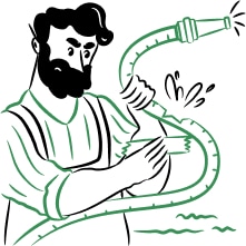 A man trying to fix a broken hose