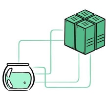 A fish tank connected to a server