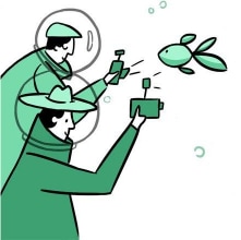 Paparazzi taking pictures of a fish