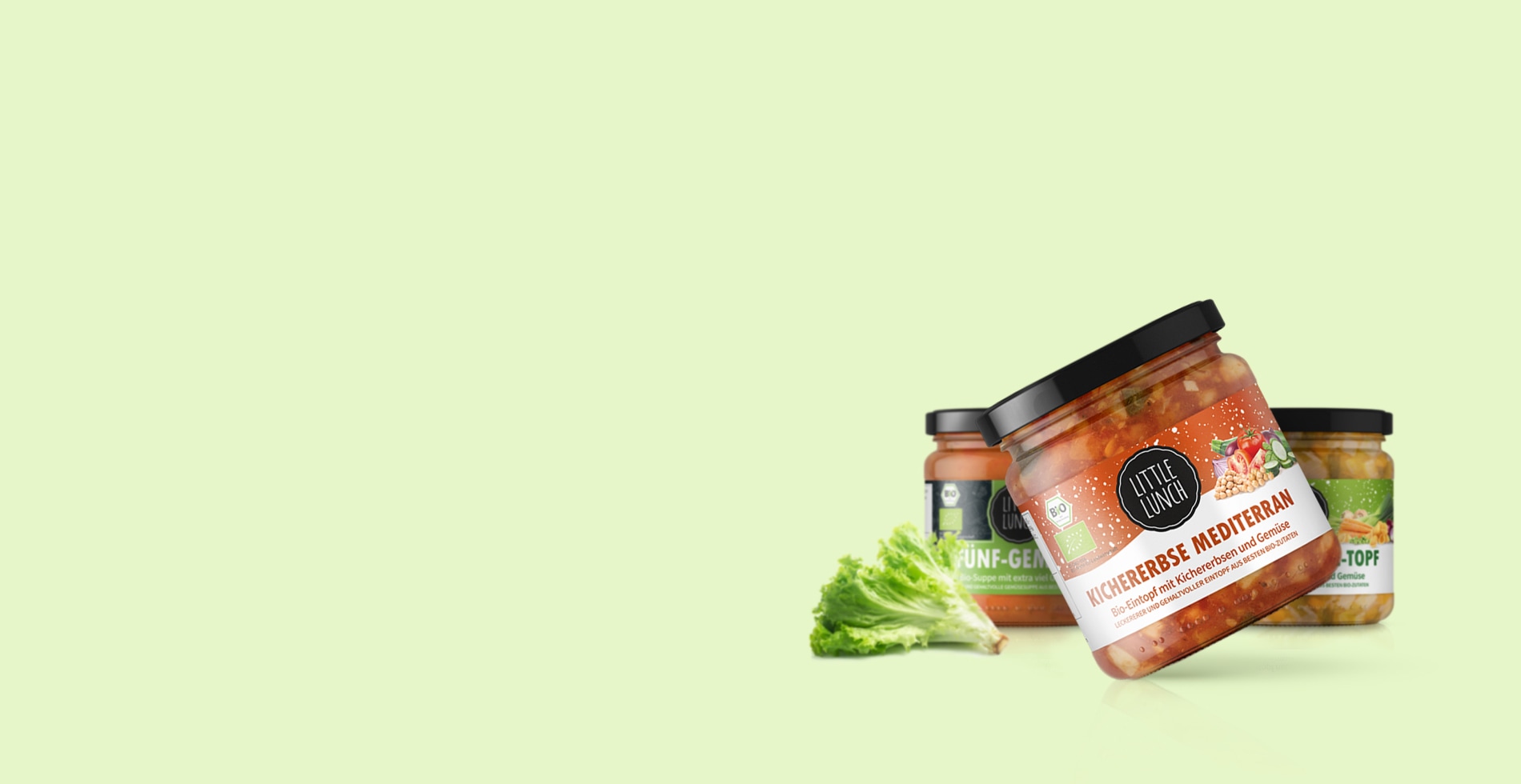 Three jars filled with organic soup