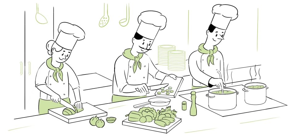 A group of chefs cooking