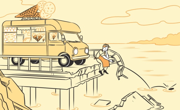 Ice cream truck at a dead end