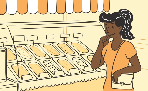 A woman choosing ice cream
