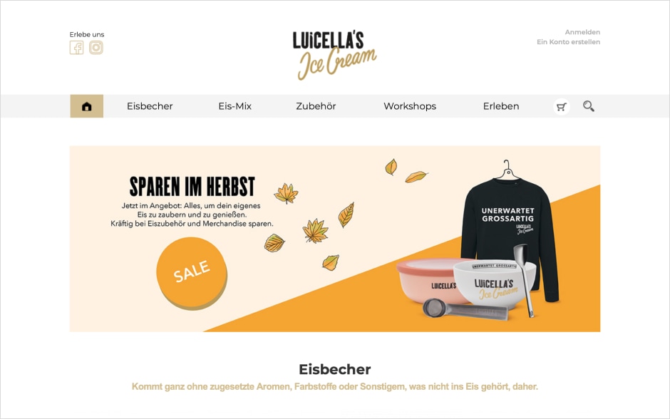 New interface of the Luicella's online store