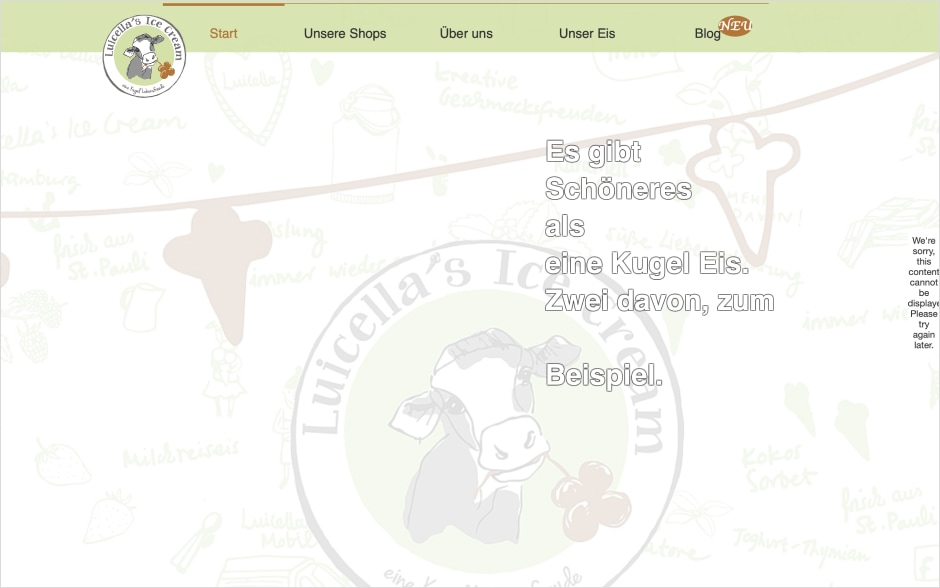 Old interface of the Luicella's online store