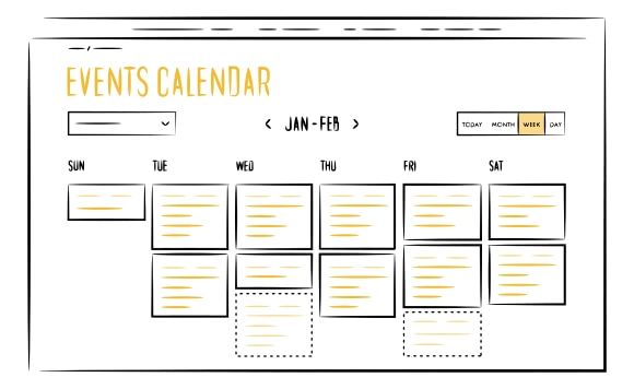 Events calendar interface