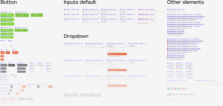 Text page with various UI components