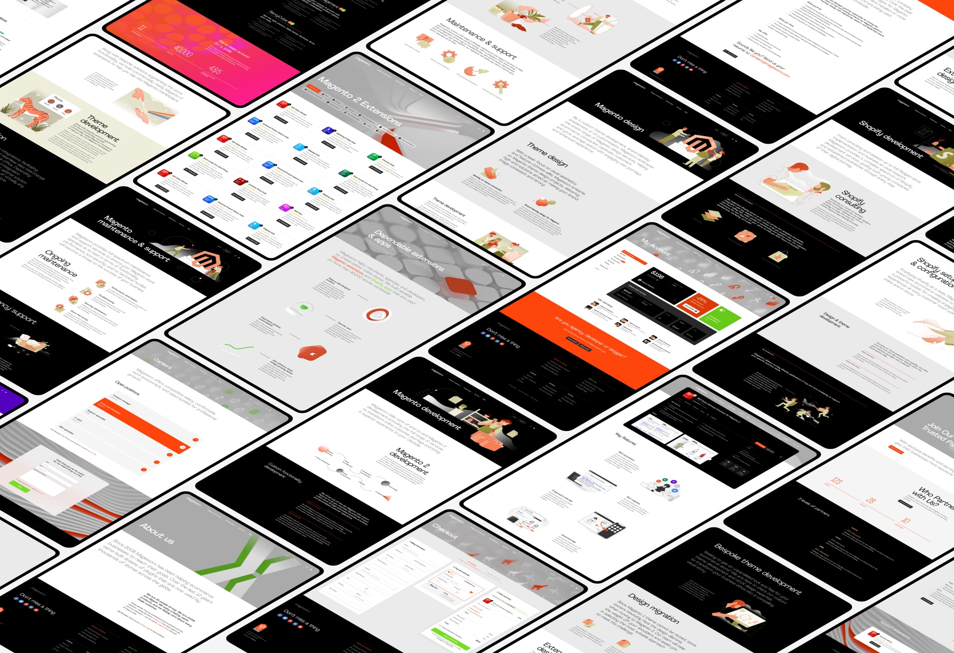 Set of phones with open page showing design