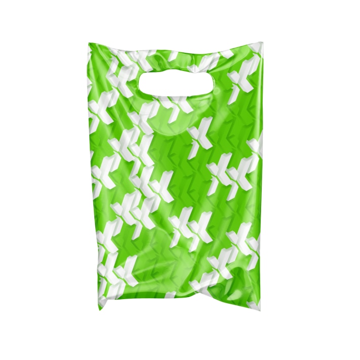 Green package on white background