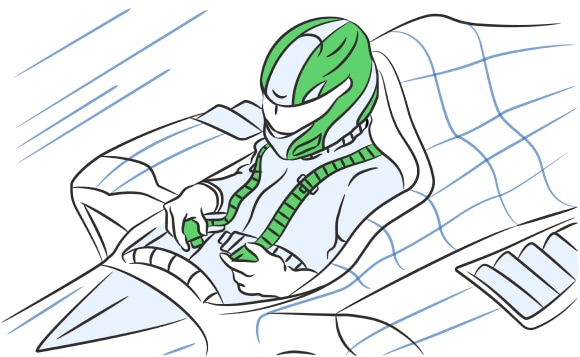 Formula 1 racer buckling up